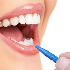 woman using a dental flossing tool